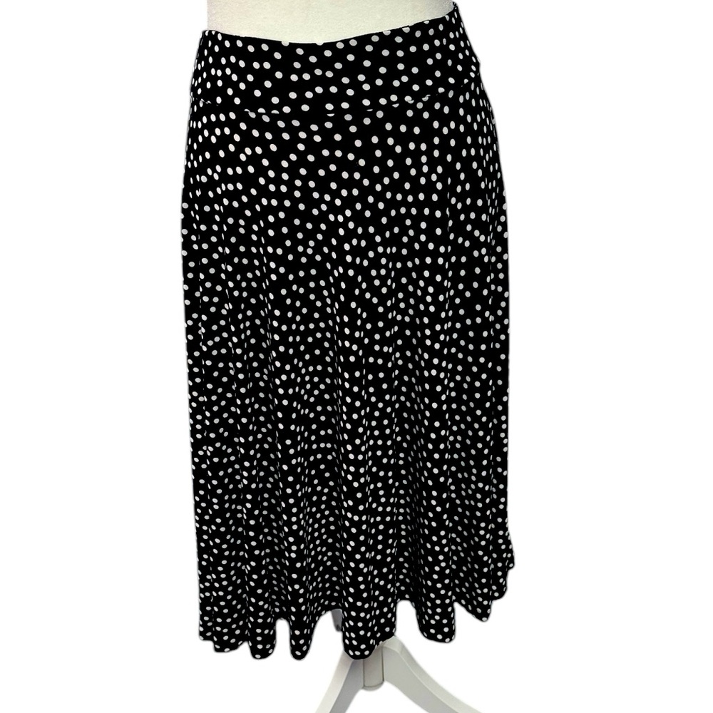 Lily Black and White Polka Dot Midi Length Skirt. Size L EUC